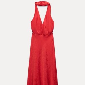Zara Red Halter Midi Dress
